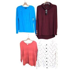 Womens Extra Large 16 18 Tops Shirts Blouses Sweaters Wholesale Bulk Lot of 4 XL